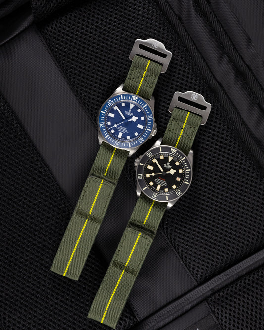 The Adventurer Elastics - Single Pass Hook and Loop Watch Strap - Green Yellow
