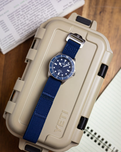 The Adventurer Elastics - Single Pass Hook and Loop Watch Strap - Blue
