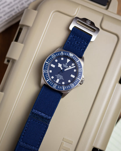 The Adventurer Elastics - Single Pass Hook and Loop Watch Strap - Blue