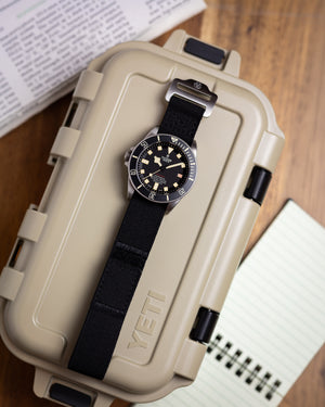 The Adventurer Elastics - Single Pass Hook and Loop Watch Strap - Black