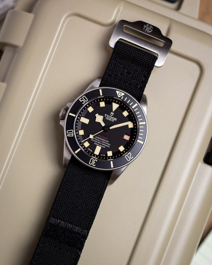 The Adventurer Elastics - Single Pass Hook and Loop Watch Strap - Black
