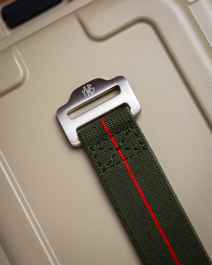 The Adventurer Elastics - Single Pass Hook and Loop Watch Strap - Green Red