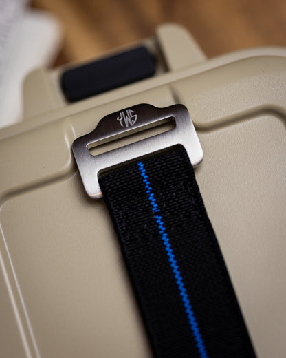 The Adventurer Elastics - Single Pass Hook and Loop Watch Strap - Black Blue