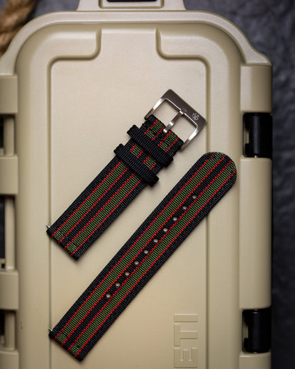 Premium Nylon Braided Ribbed Nylon Two Piece Watch Strap - Goldfinger