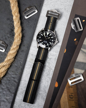 The Adventurer - Ribbed Nylon Single Pass Hook and Loop Watch Strap - Bond First Light
