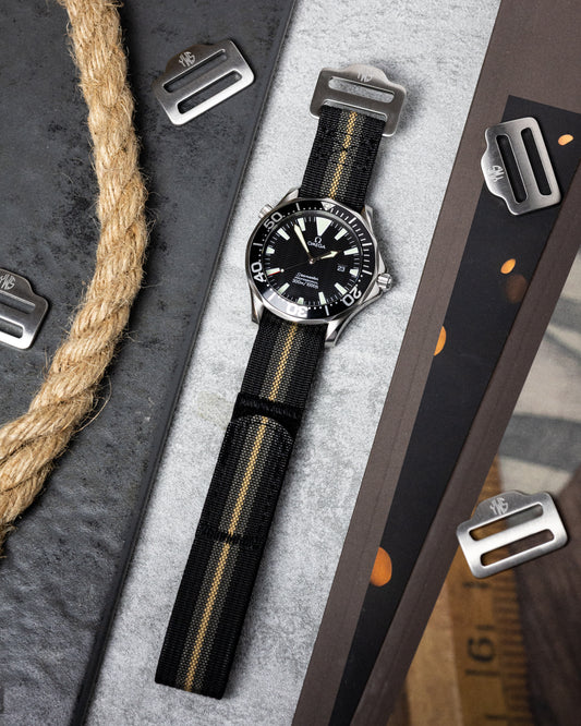 The Adventurer - Ribbed Nylon Single Pass Hook and Loop Watch Strap - Bond First Light