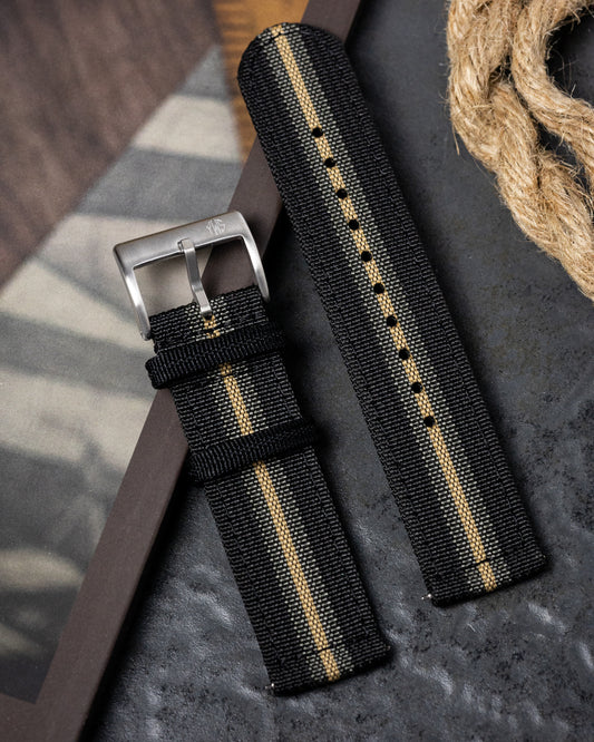 Premium Nylon Braided Ribbed Nylon Two Piece Watch Strap - Bond First Light
