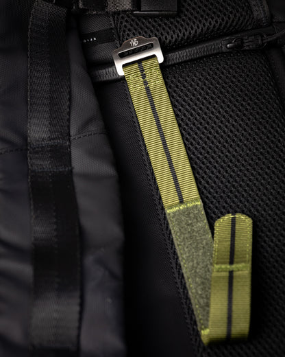 The Adventurer - Tubular Nylon Single Pass Hook and Loop Watch Strap - Green Black