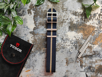 Premium Twill Single Pass For Tudor Watch Strap - Blue Khaki