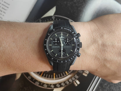 Omega Moonswatch Swatch Speedmaster Strap (20mm) Curved End Links Back Rubber Strap - Strap only