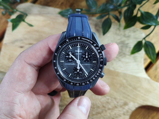 Omega Moonswatch Swatch Speedmaster Strap (20mm) Curved End Links Blue Rubber Strap - Strap only