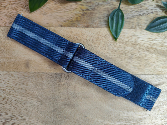 Premium Ribbed Ballistic Nylon Two Piece Velcro Watch Strap - Navy Blue Grey