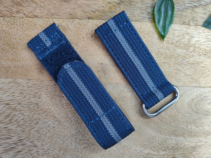 Premium Ribbed Ballistic Nylon Two Piece Velcro Watch Strap - Navy Blue Grey