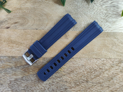 Omega Moonswatch Swatch Speedmaster Strap (20mm) Curved End Links Blue Rubber Strap - Strap only