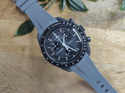 Omega Moonswatch Swatch Speedmaster Strap (20mm) Curved End Links Grey Rubber Strap - Strap only