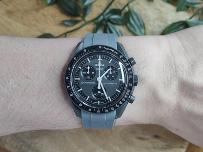 Omega Moonswatch Swatch Speedmaster Strap (20mm) Curved End Links Grey Rubber Strap - Strap only