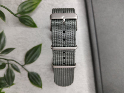 Premium Nylon Braided Ribbed Double Pass Watch Strap - Grey