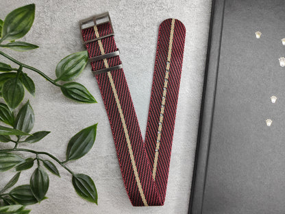 Premium Twill Single Pass For Tudor Watch Strap - Maroon