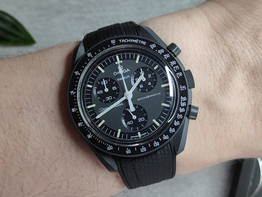 Omega Moonswatch Swatch Speedmaster Strap (20mm) Curved End Links Back Rubber Strap - Strap only