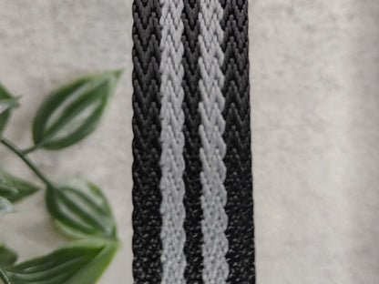 Premium Herringbone James Bond Spectre Nylon Single Pass Watch Strap - Black Grey