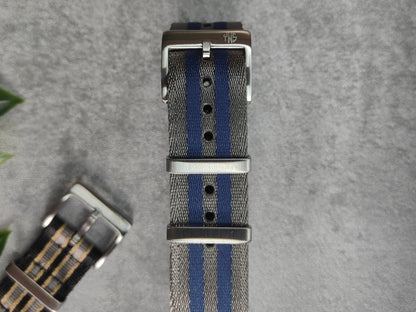 Premium James Bond Blue  Spectre Single Pass Seatbelt Military Watch Strap