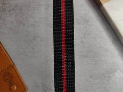 Fixed Lugs Premium Ribbed Ballistic Nylon Single Pass Velcro Hook And Loop Strap  - Black Red