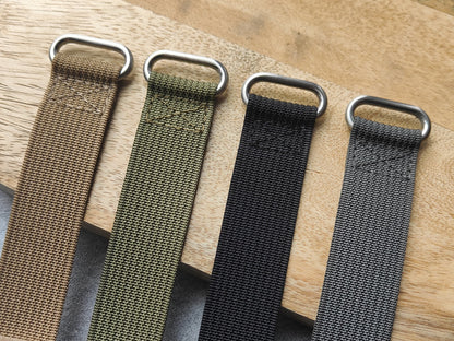 Fixed Lugs Premium Ribbed Ballistic Nylon Single Pass Velcro Hook And Loop Strap - Tan Khaki