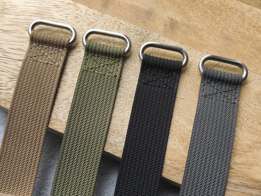 Fixed Lugs Premium Ribbed Ballistic Nylon Single Pass Velcro Hook And Loop Strap - Tan Khaki