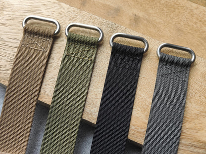 Fixed Lugs Premium Ribbed Ballistic Nylon Single Pass Velcro Hook And Loop Strap - Dark Grey