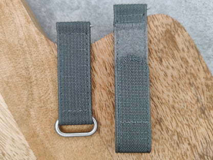 Premium Ribbed Ballistic Nylon Two Piece Velcro Watch Strap - Dark Grey