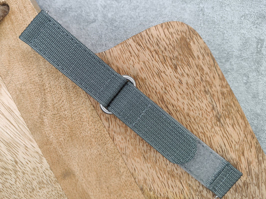 Premium Ribbed Ballistic Nylon Two Piece Velcro Watch Strap - Dark Grey