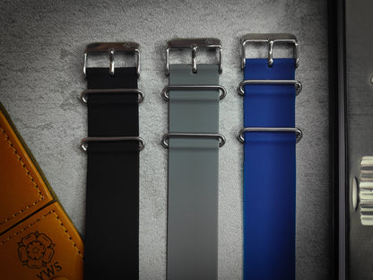 Premium Rubber Jet Black Single Pass One Piece Watch Strap - Black