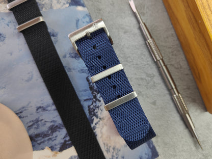 Premium Nylon Honeycomb Weave Single Pass Watch Strap Deep Blue