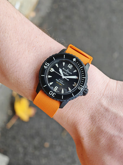 Premium FKM Rubber Single Pass Strap - Hatch Weave - Orange