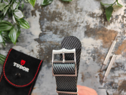 Premium Twill Single Pass For Tudor Watch Strap - Grey Blue