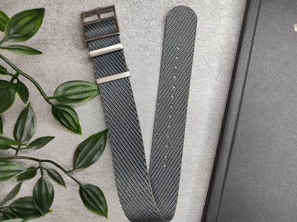 Premium Twill Single Pass For Tudor Watch Strap - Grey Blue